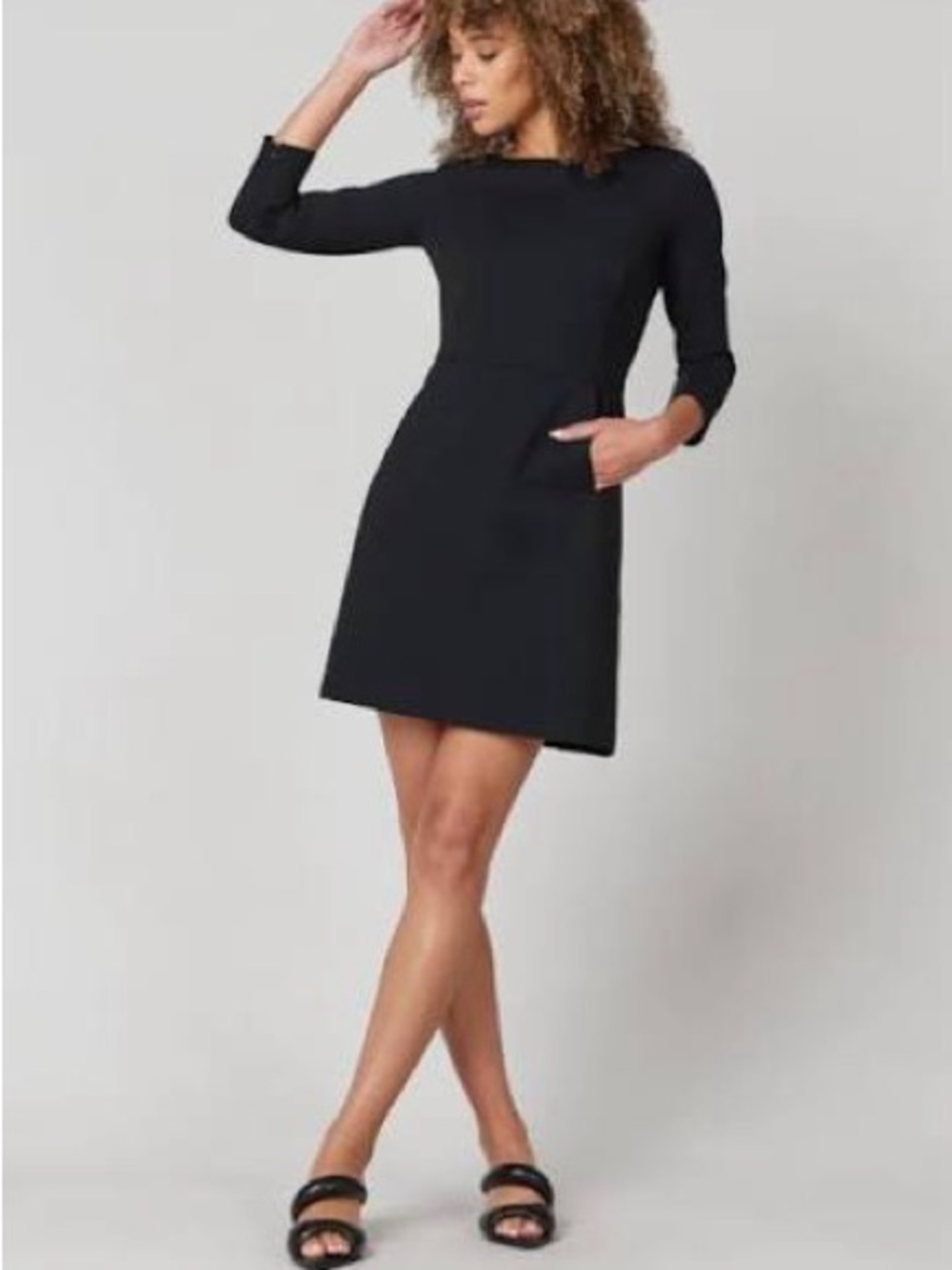 NWT Spanx The Perfect A-line 3/4 Sleeve Dress Small Black